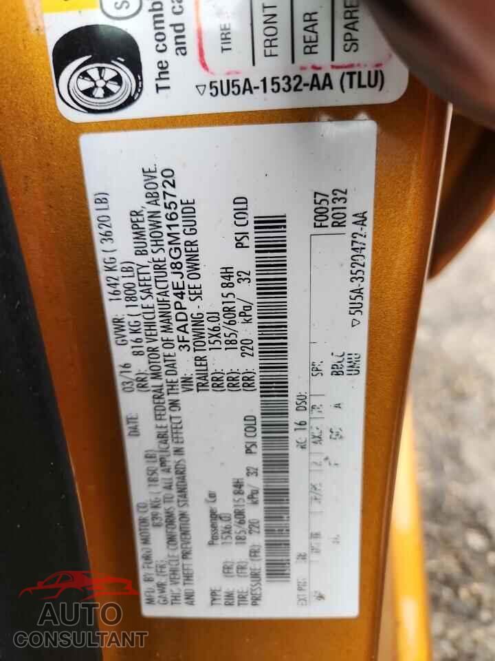 FORD FIESTA 2016 - 3FADP4EJ8GM165720