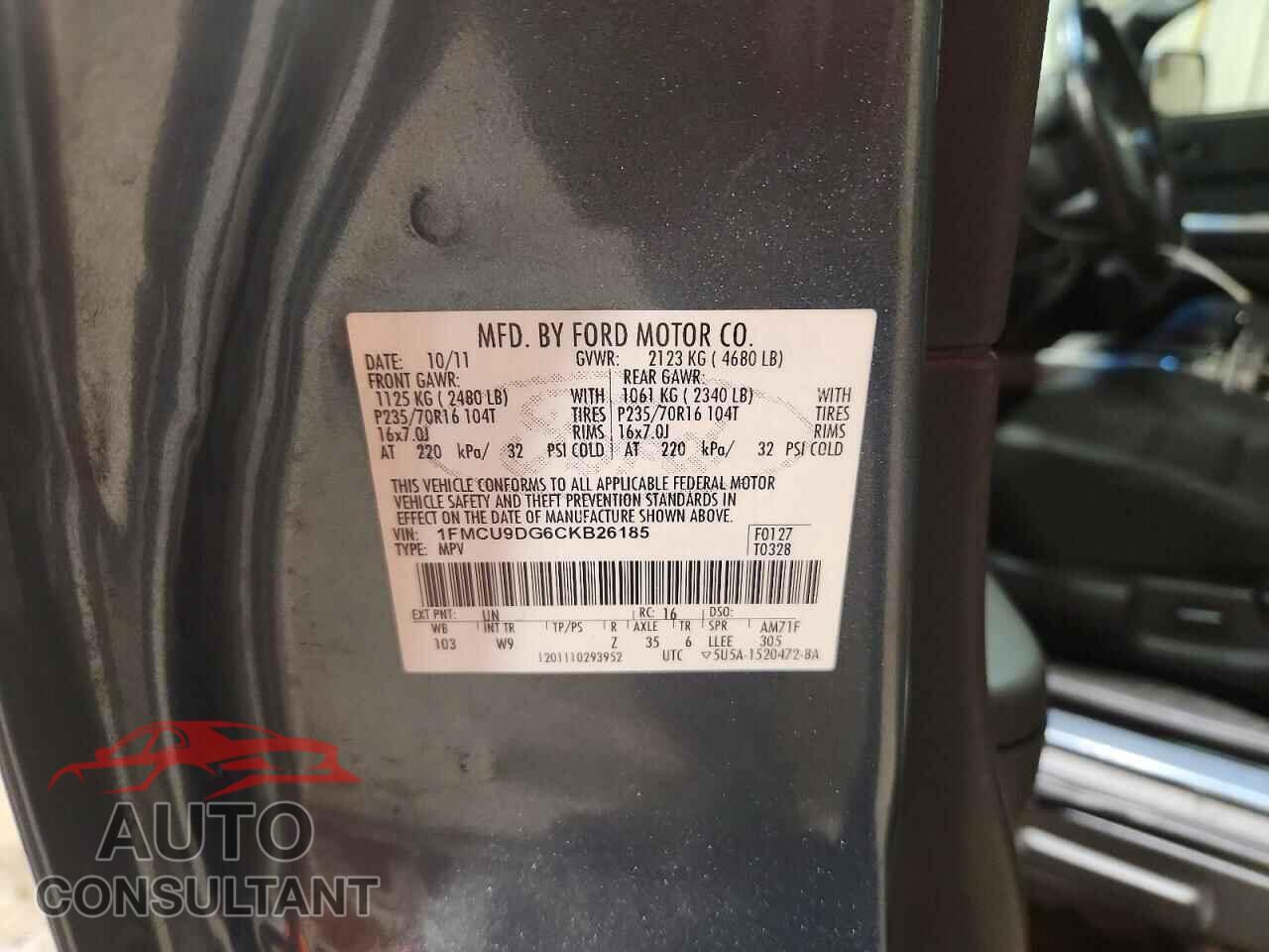 FORD ESCAPE 2012 - 1FMCU9DG6CKB26185