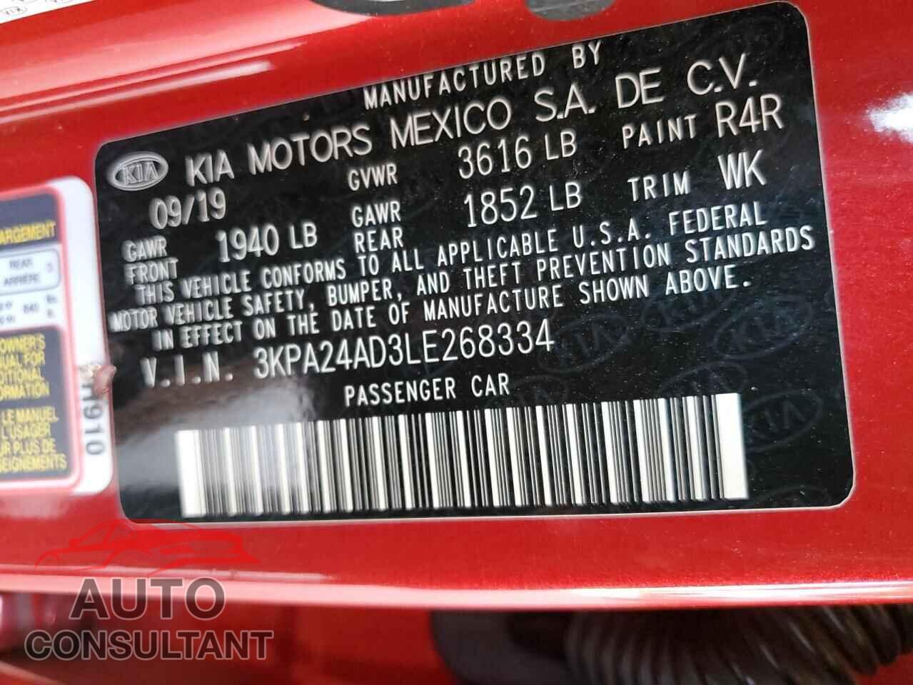 KIA RIO 2020 - 3KPA24AD3LE268334