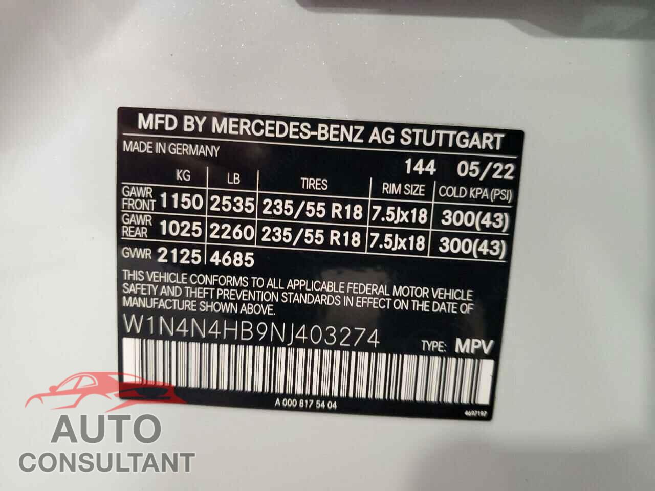 MERCEDES-BENZ GLA-CLASS 2022 - W1N4N4HB9NJ403274