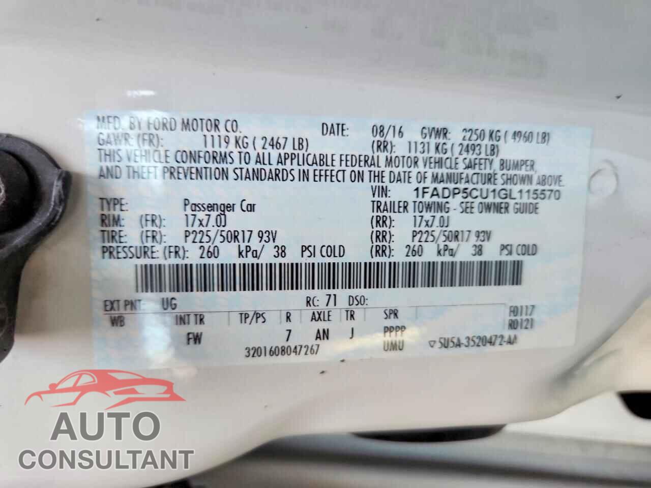 FORD CMAX 2016 - 1FADP5CU1GL115570