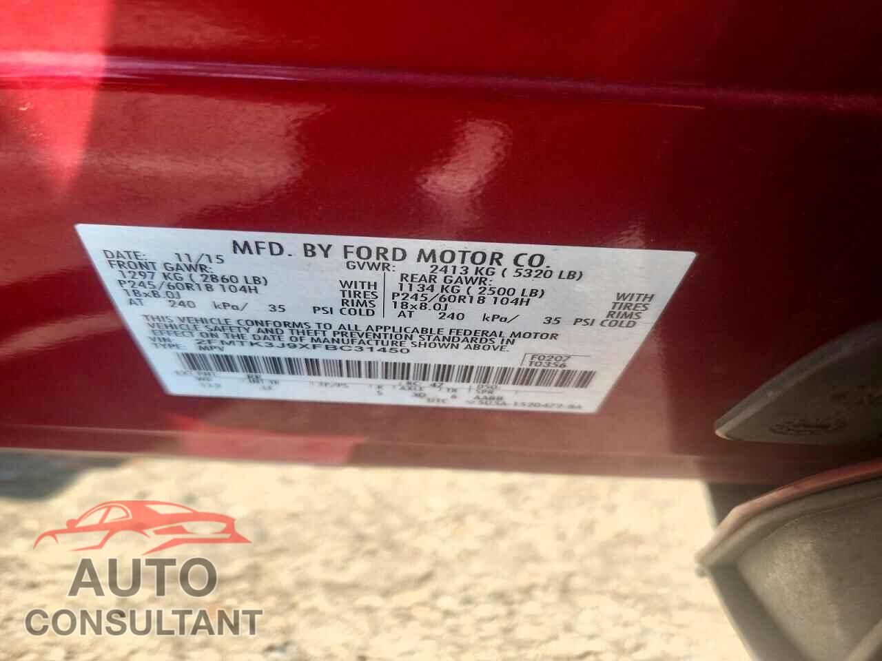 FORD EDGE 2015 - 2FMTK3J9XFBC31450