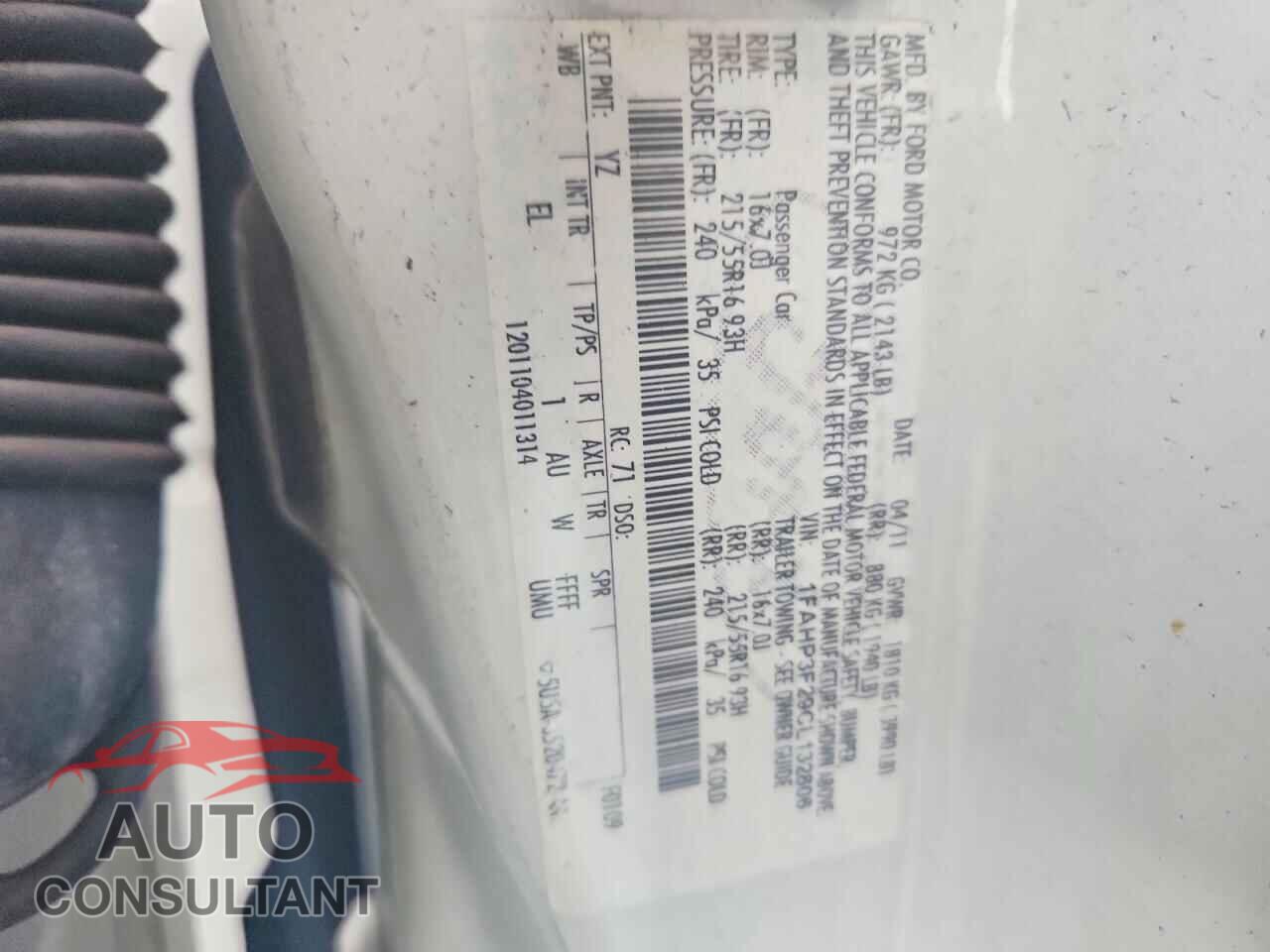 FORD FOCUS 2012 - 1FAHP3F29CL132806
