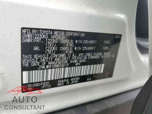 TOYOTA RAV4 2022 - JTMLWRFV9ND144181