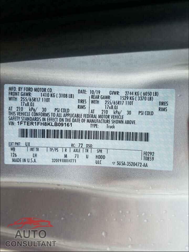FORD RANGER 2019 - 1FTER1FH8KLB09161