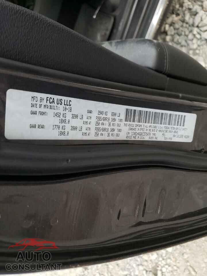 DODGE DURANGO 2019 - 1C4RDHAG6KC575470