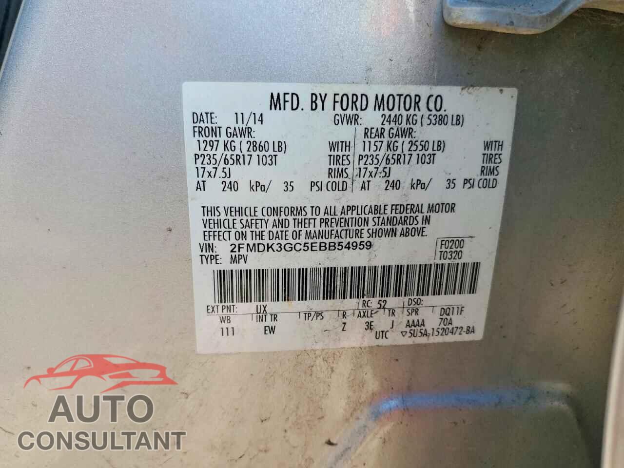 FORD EDGE 2014 - 2FMDK3GC5EBB54959