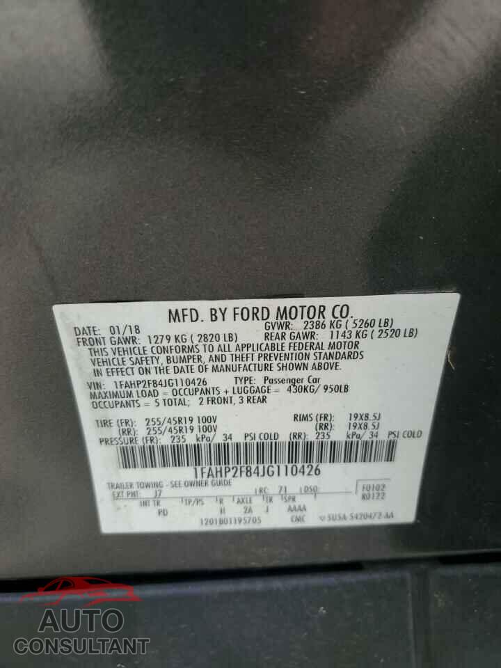 FORD TAURUS 2018 - 1FAHP2F84JG110426