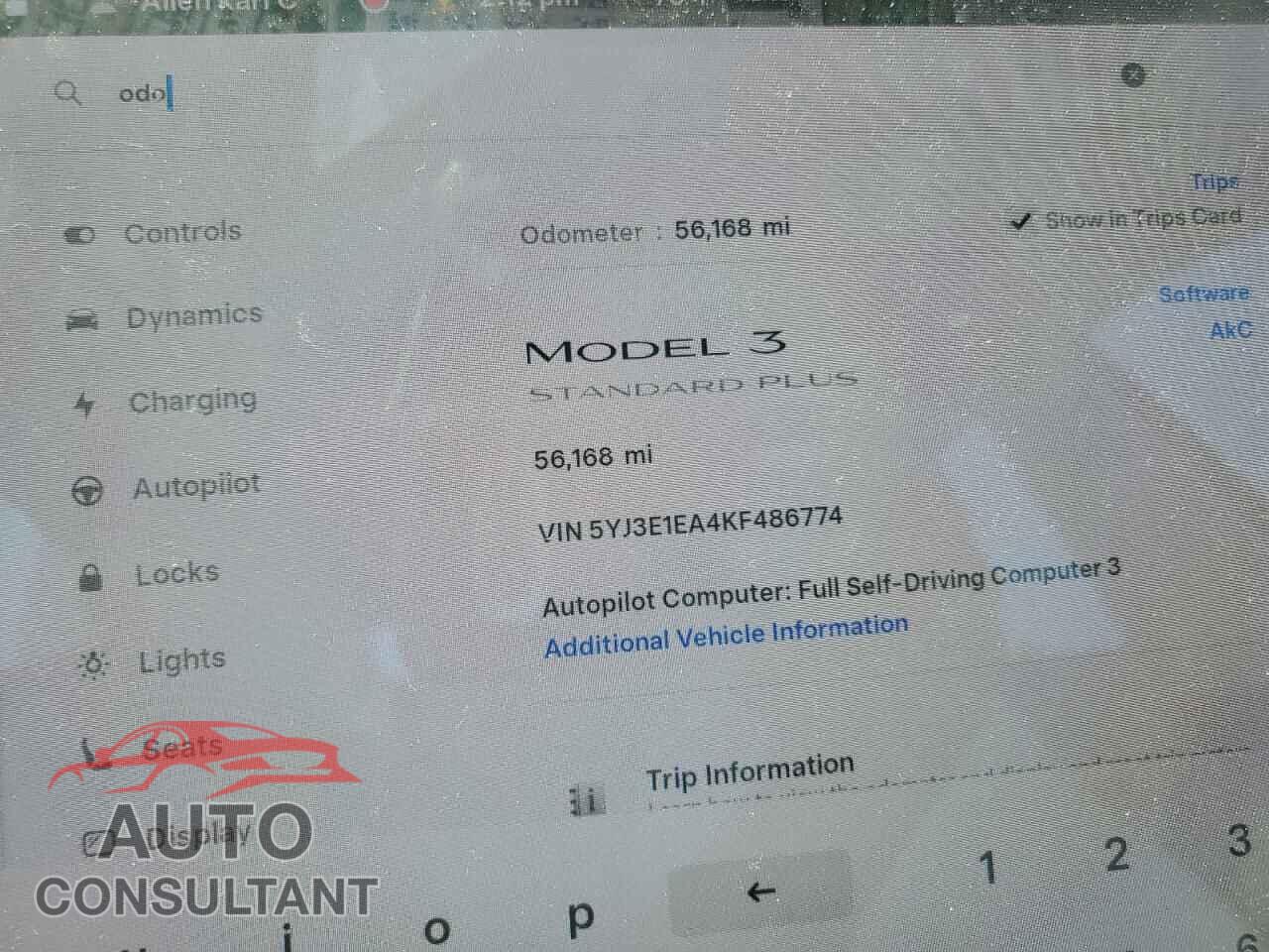 TESLA MODEL 3 2019 - 5YJ3E1EA4KF486774