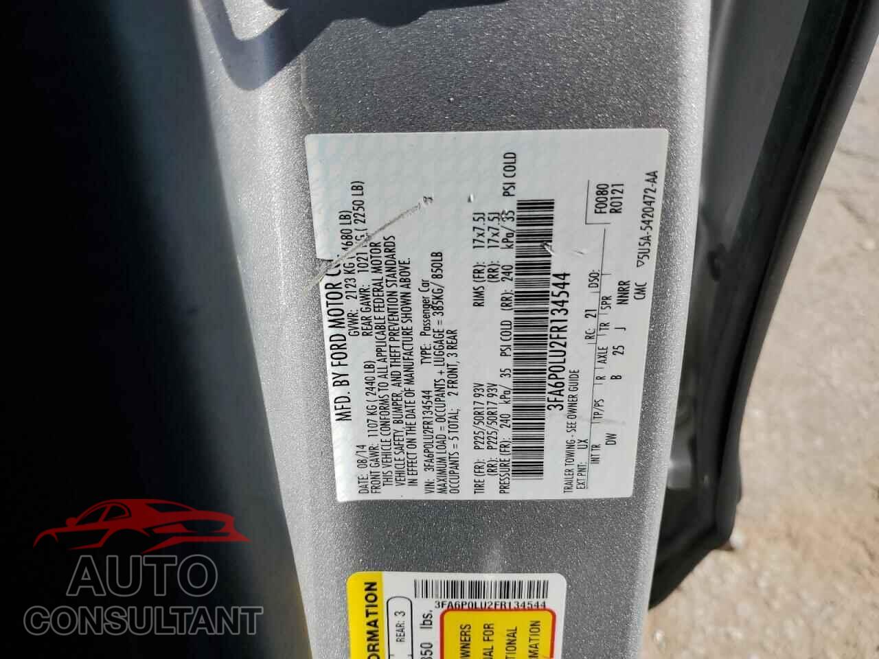FORD FUSION 2015 - 3FA6P0LU2FR134544