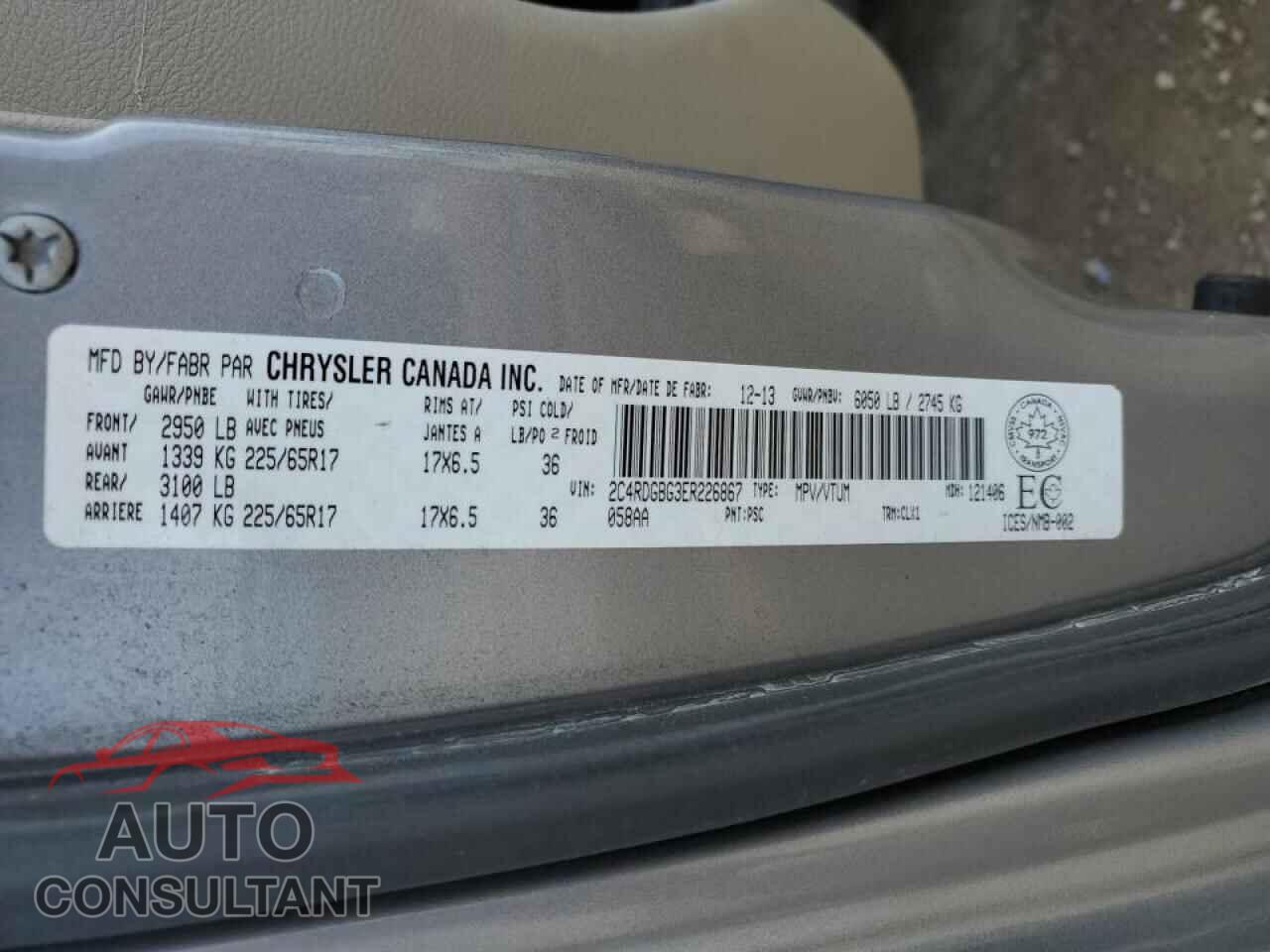 DODGE CARAVAN 2014 - 2C4RDGBG3ER226867