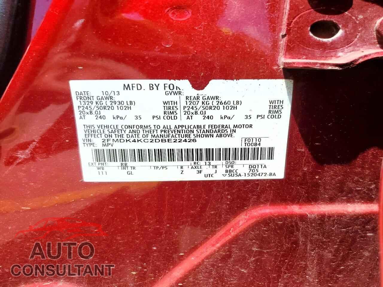 FORD EDGE 2013 - 2FMDK4KC2DBE22426