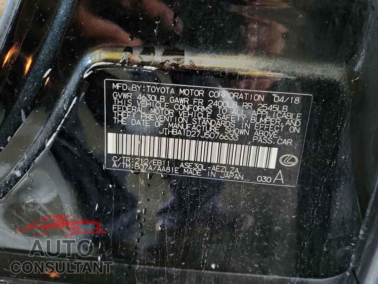 LEXUS IS 2018 - JTHBA1D27J5076633