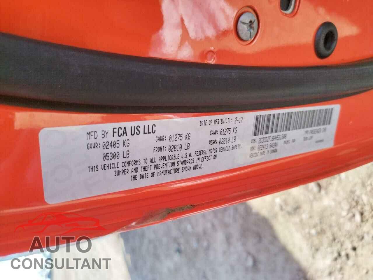 DODGE CHALLENGER 2017 - 2C3CDZFJ6HH531608
