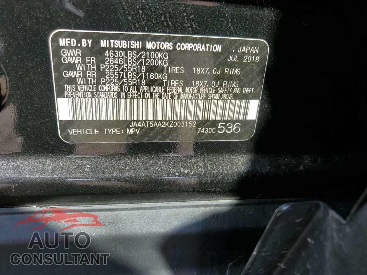 MITSUBISHI ECLIPSE 2019 - JA4AT5AA2KZ003152