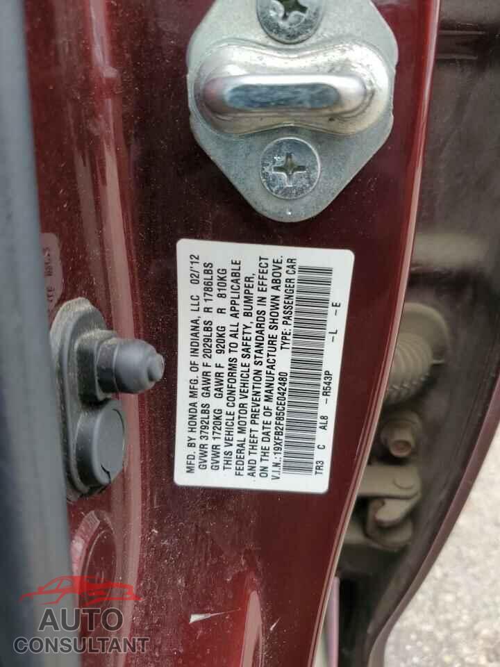 HONDA CIVIC 2012 - 19XFB2F85CE042480