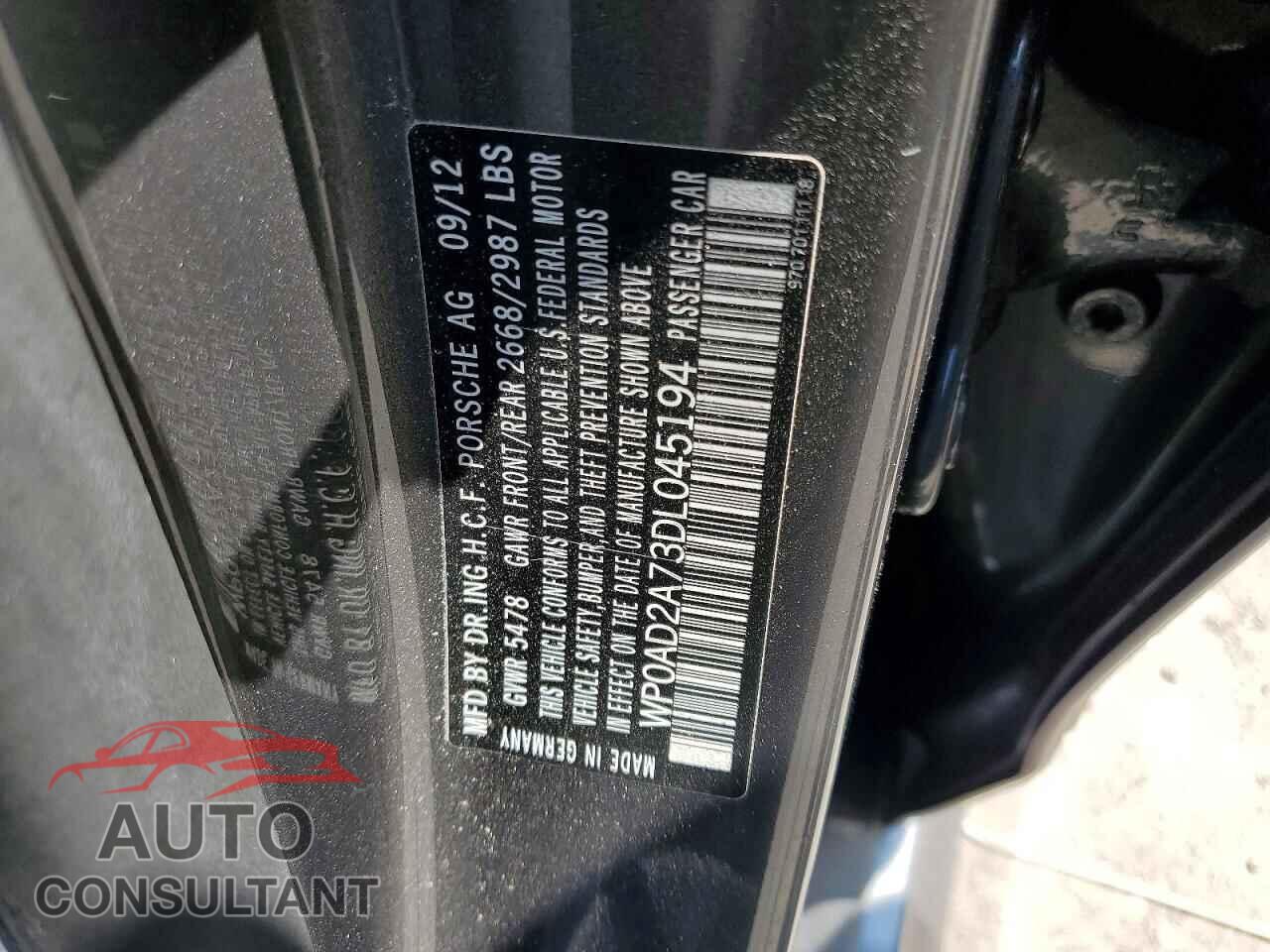 PORSCHE PANAMERA 2013 - WP0AD2A73DL045194