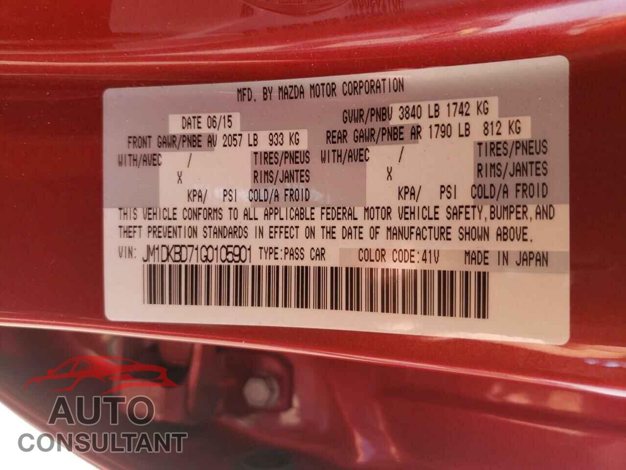 MAZDA CX-3 2016 - JM1DKBD71G0105901