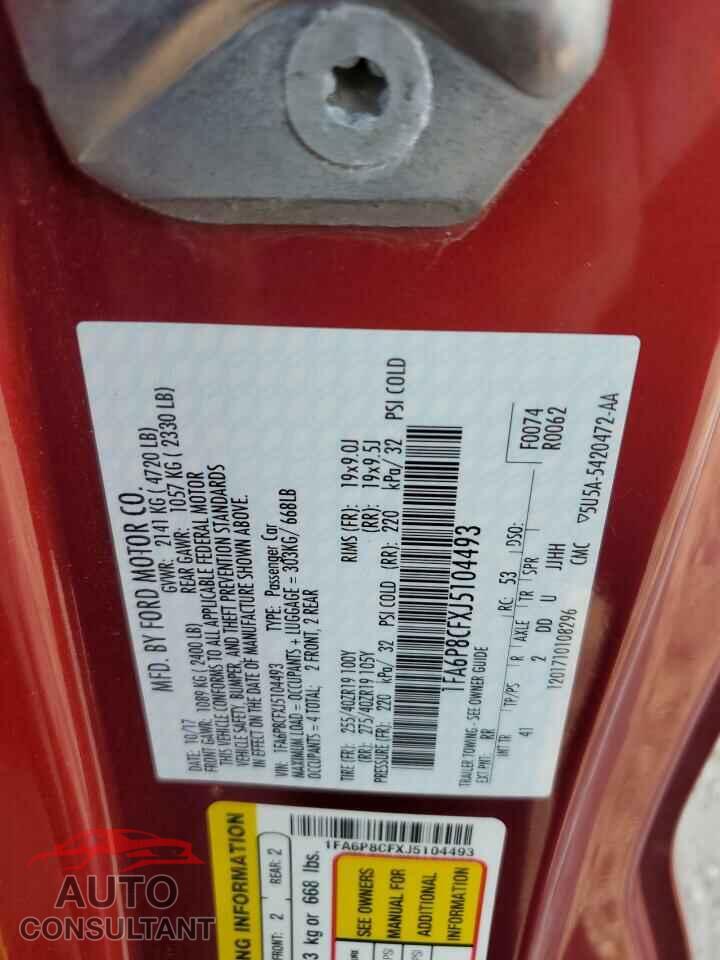 FORD MUSTANG 2018 - 1FA6P8CFXJ5104493