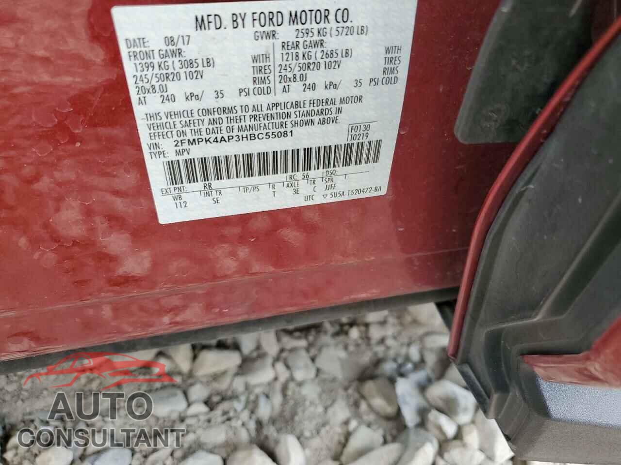 FORD EDGE 2017 - 2FMPK4AP3HBC55081