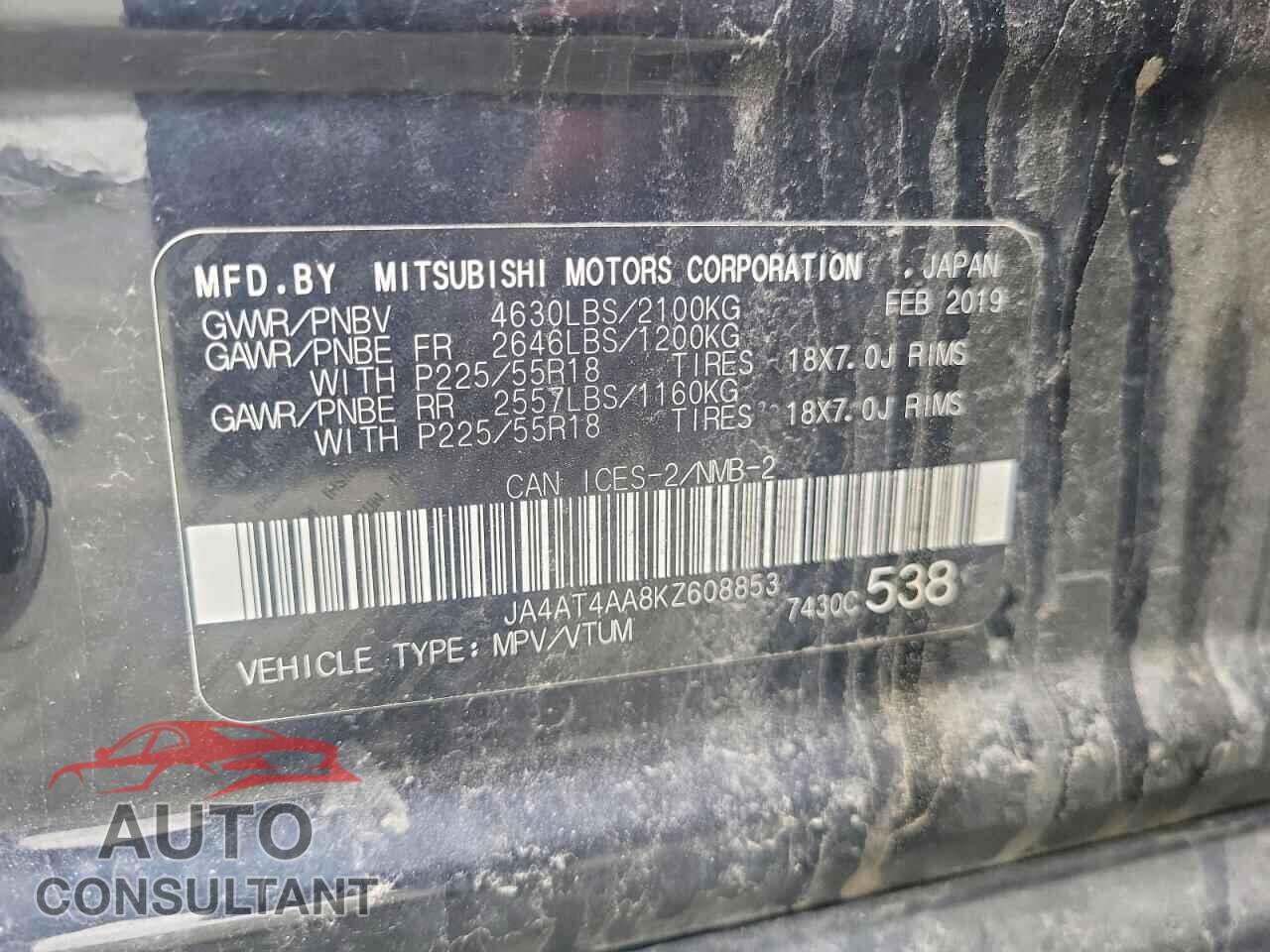 MITSUBISHI ECLIPSE 2019 - JA4AT4AA8KZ608853