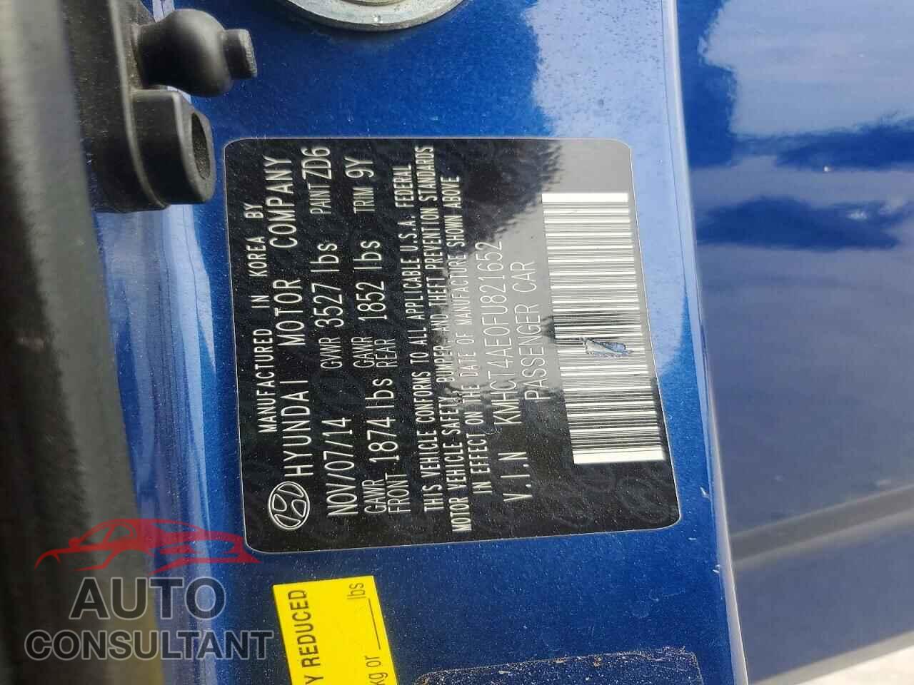 HYUNDAI ACCENT 2015 - KMHCT4AE0FU821652