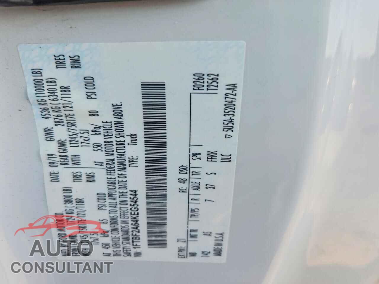 FORD F250 2019 - 1FTBF2A64KEG54544