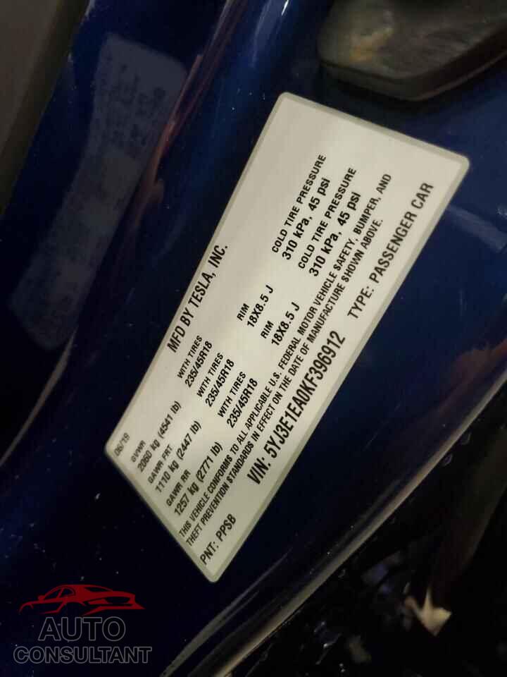 TESLA MODEL 3 2019 - 5YJ3E1EA0KF396912