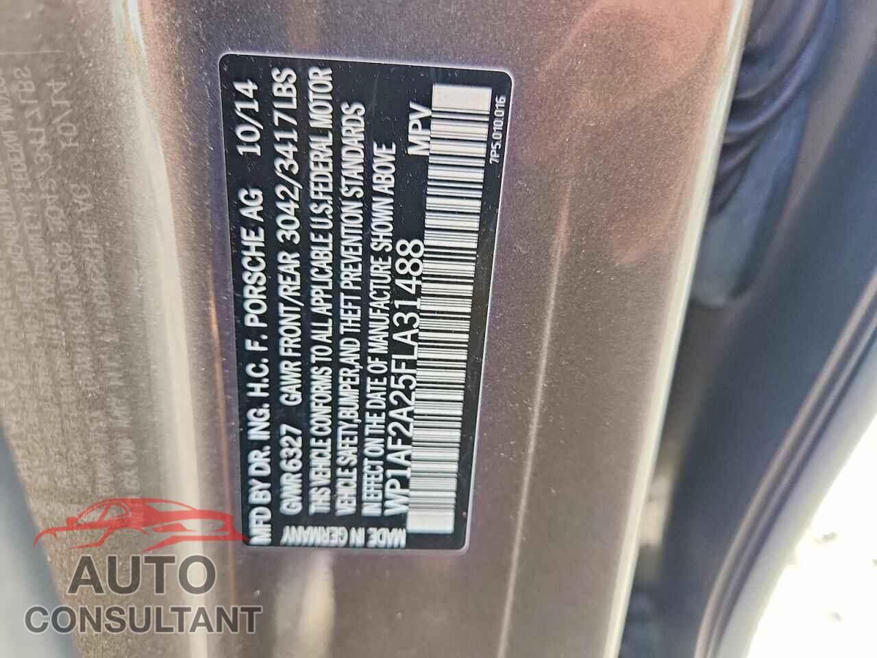 PORSCHE CAYENNE 2015 - WP1AF2A25FLA31488