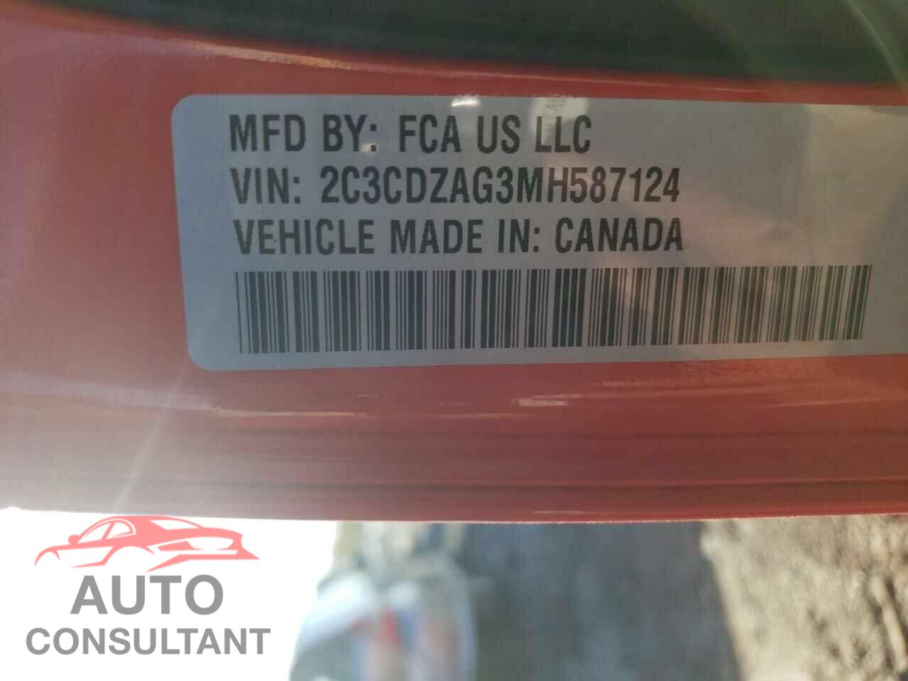 DODGE CHALLENGER 2021 - 2C3CDZAG3MH587124