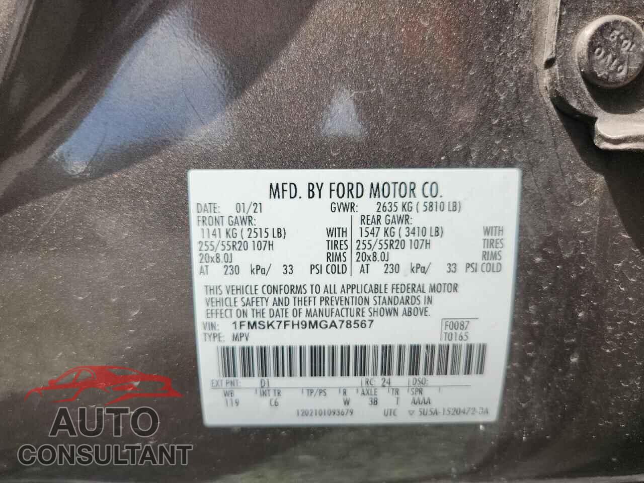 FORD EXPLORER 2021 - 1FMSK7FH9MGA78567