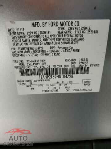 FORD TAURUS 2017 - 1FAHP2F89HG104728