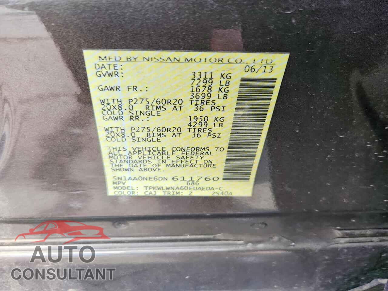 NISSAN ARMADA 2013 - 5N1AA0NE6DN611760