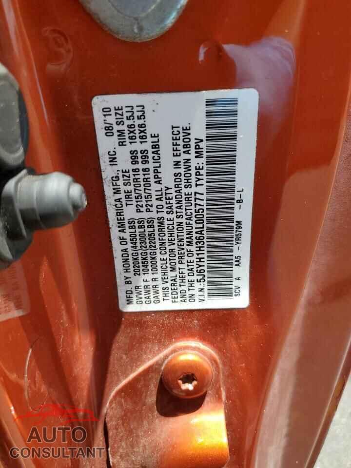 HONDA ELEMENT 2010 - 5J6YH1H36AL005777