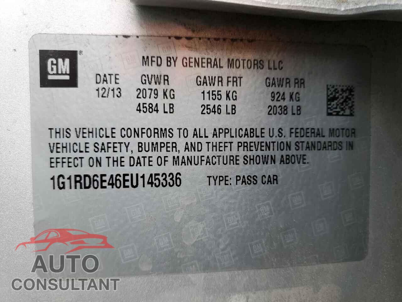 CHEVROLET VOLT 2014 - 1G1RD6E46EU145336