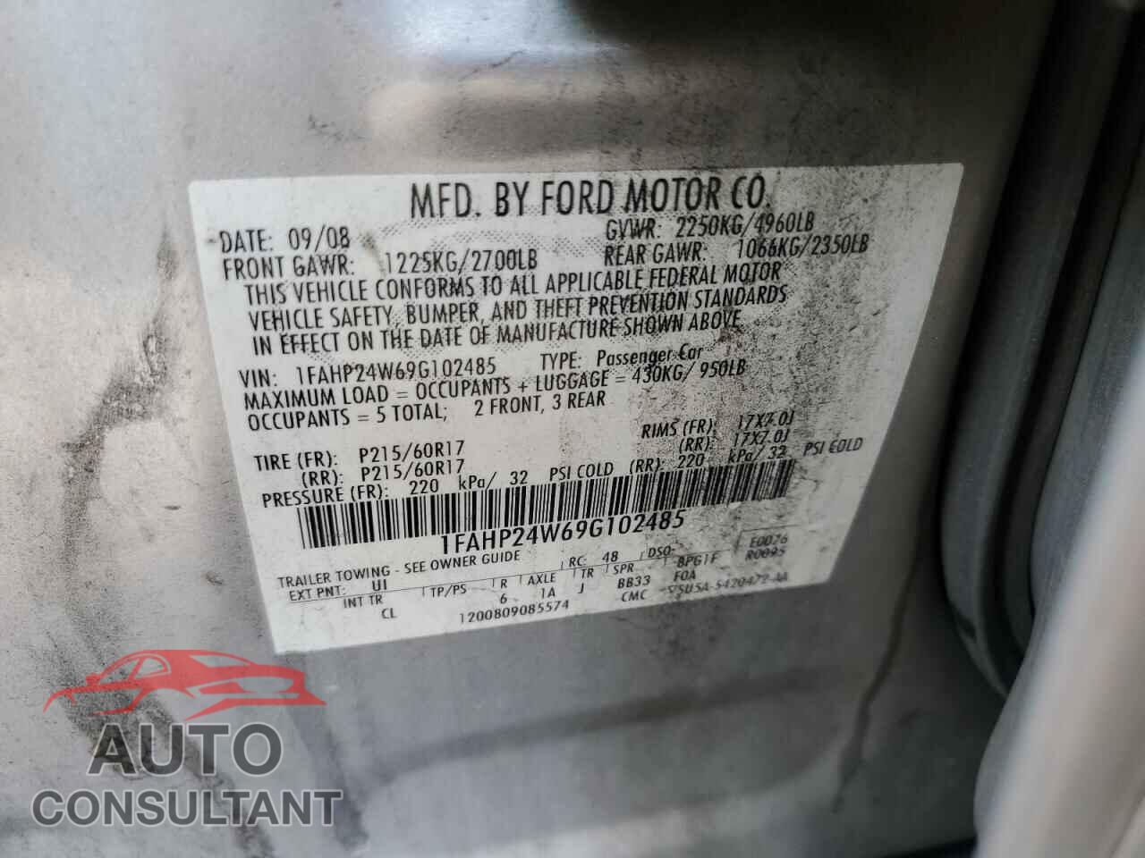 FORD TAURUS 2009 - 1FAHP24W69G102485