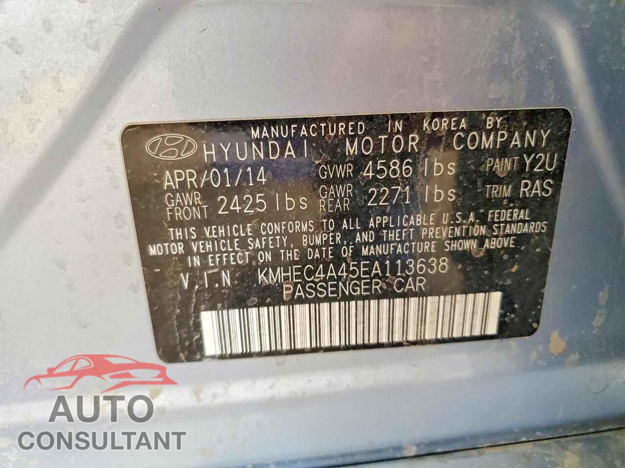 HYUNDAI SONATA 2014 - KMHEC4A45EA113638