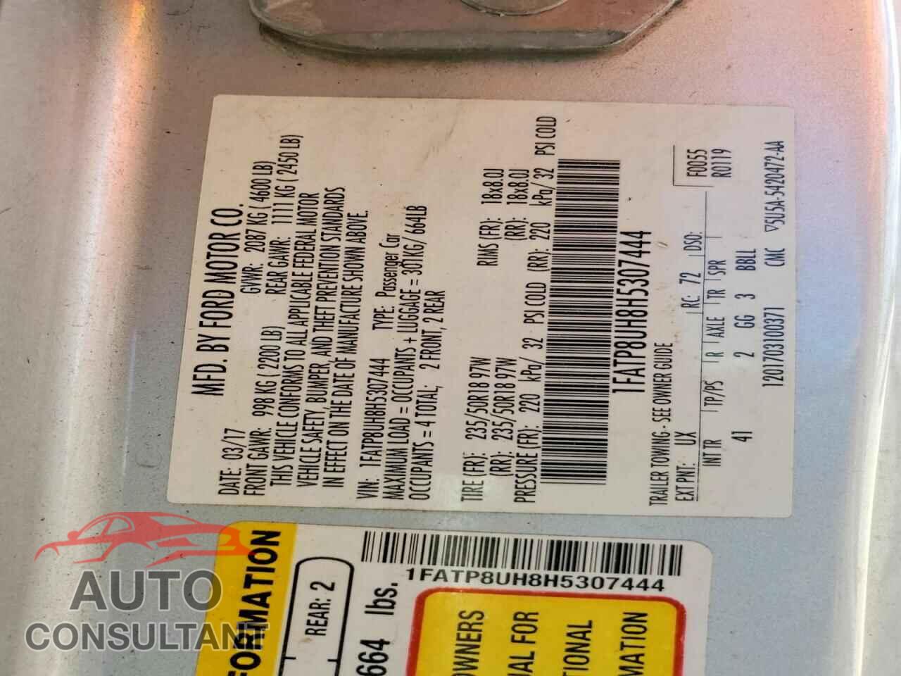FORD MUSTANG 2017 - 1FATP8UH8H5307444