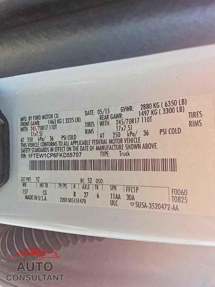 FORD F150 2015 - 1FTEW1CP6FKD55707