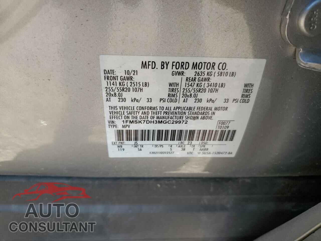 FORD EXPLORER 2021 - 1FMSK7DH3MGC29972