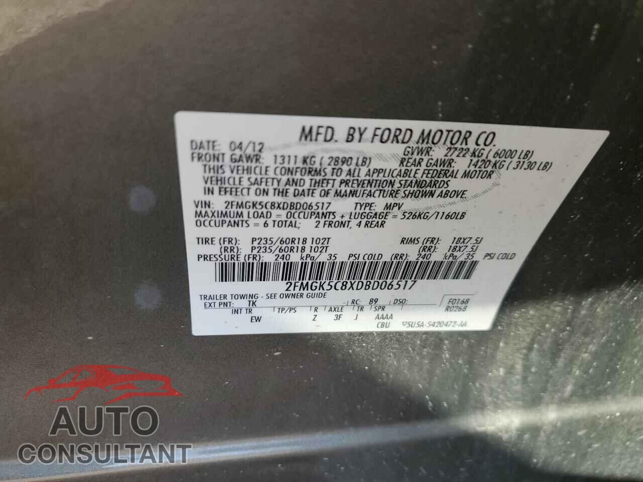 FORD FLEX 2013 - 2FMGK5C8XDBD06517