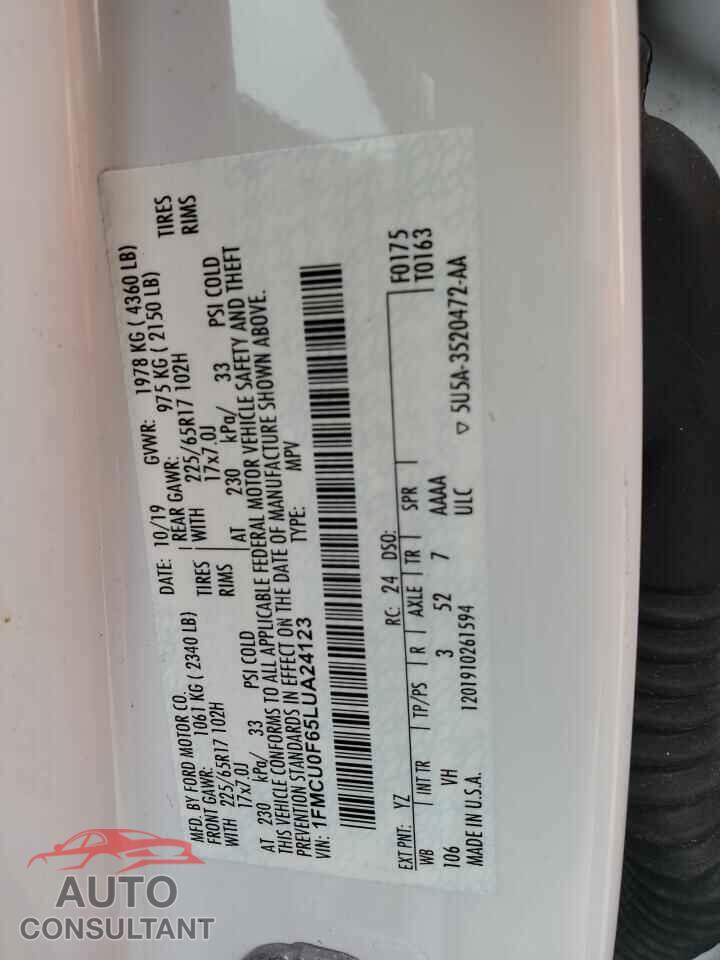FORD ESCAPE 2020 - 1FMCU0F65LUA24123