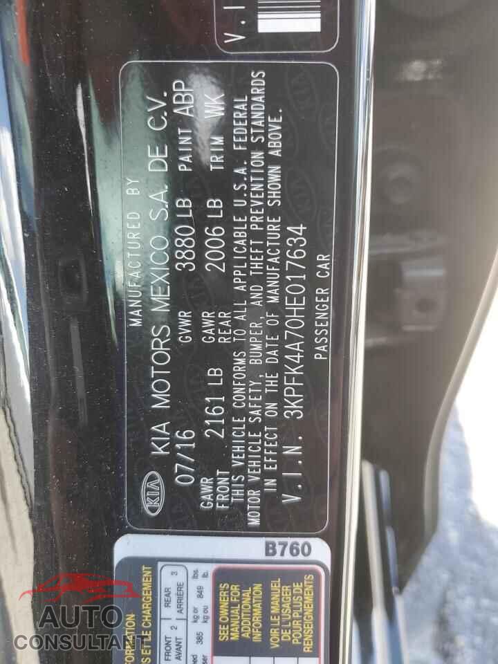 KIA FORTE 2017 - 3KPFK4A70HE017634