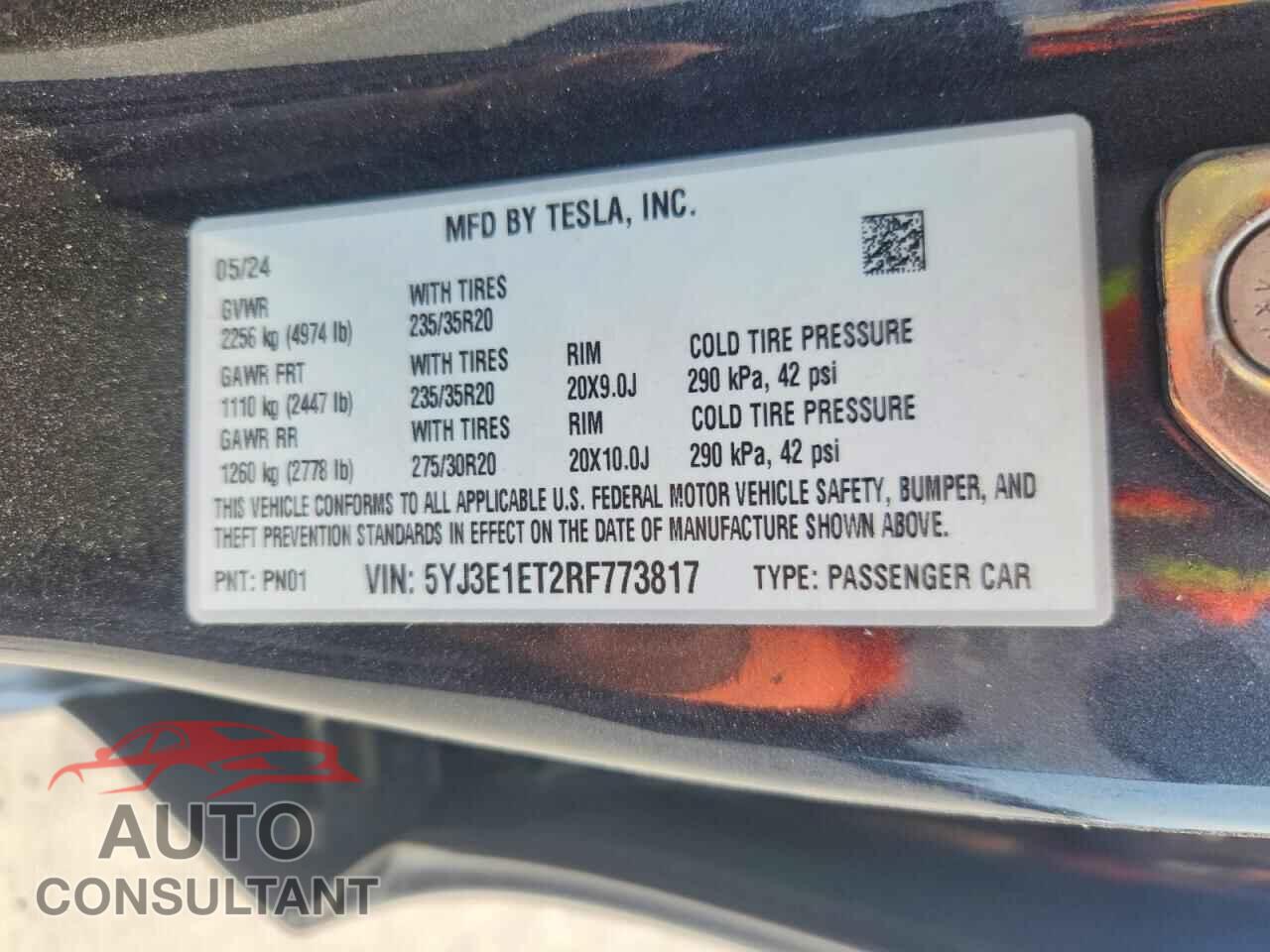 TESLA MODEL 3 2024 - 5YJ3E1ET2RF773817