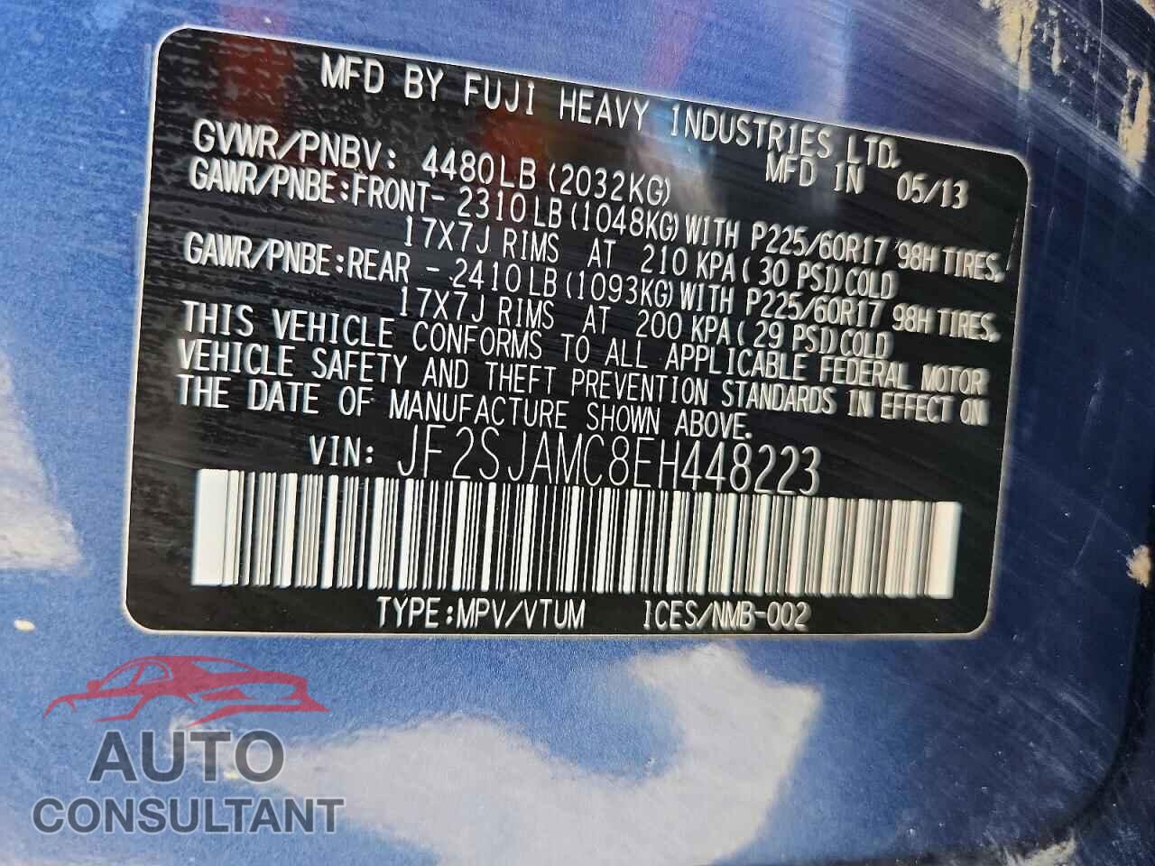 SUBARU FORESTER 2014 - JF2SJAMC8EH448223