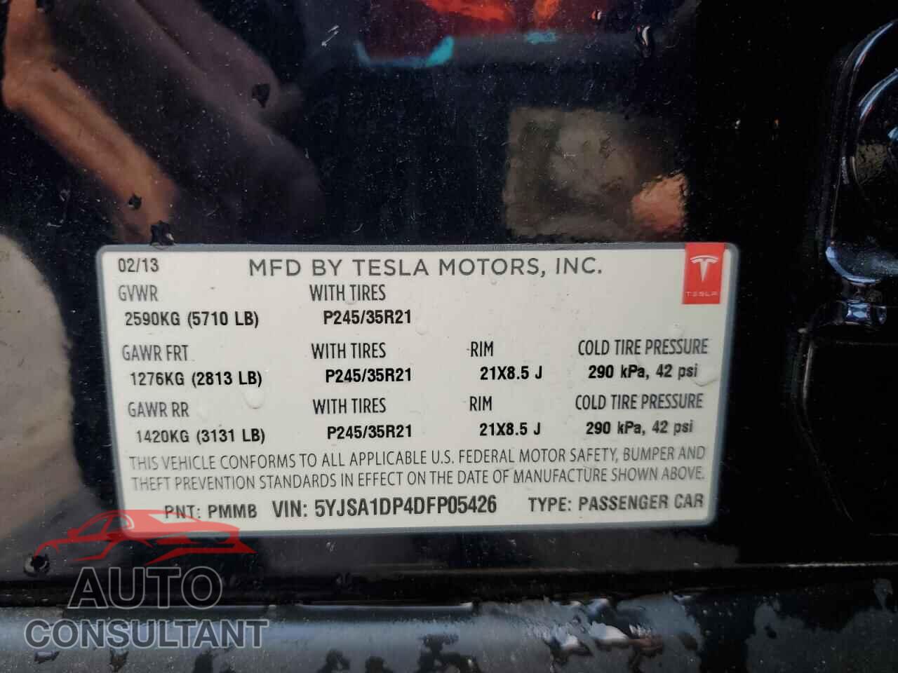 TESLA MODEL S 2013 - 5YJSA1DP4DFP05426