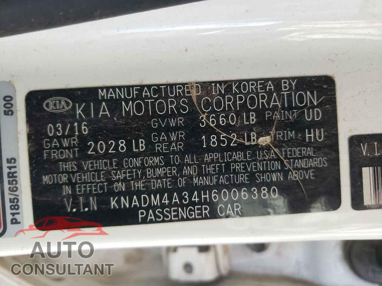 KIA RIO 2017 - KNADM4A34H6006380