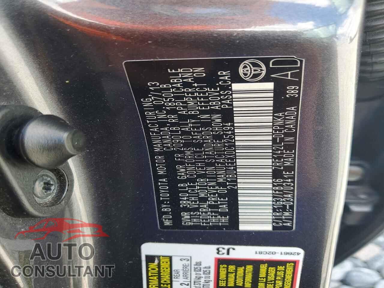 TOYOTA COROLLA 2013 - 2T1BU4EEXDC125494