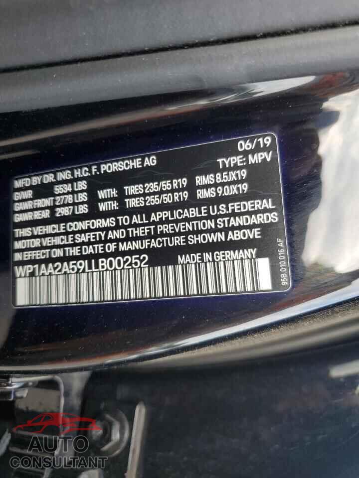 PORSCHE MACAN 2020 - WP1AA2A59LLB00252