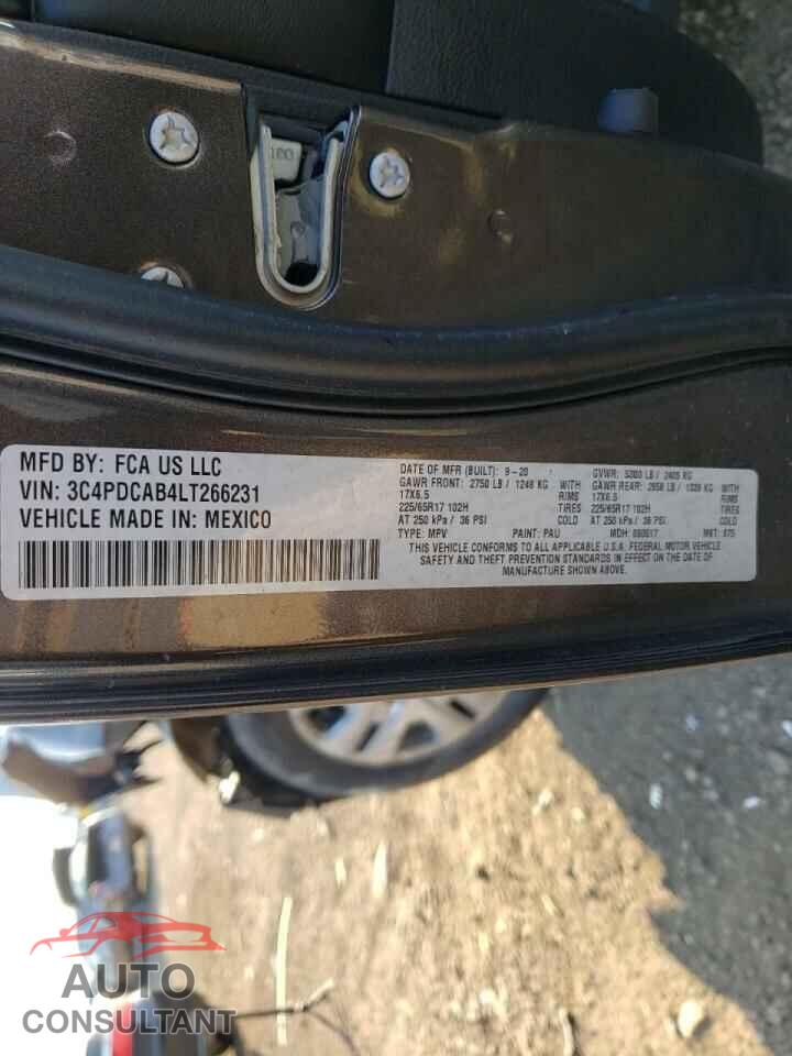 DODGE JOURNEY 2020 - 3C4PDCAB4LT266231